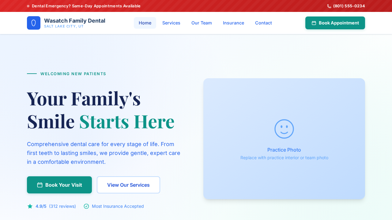 Wasatch Family Dental screenshot
