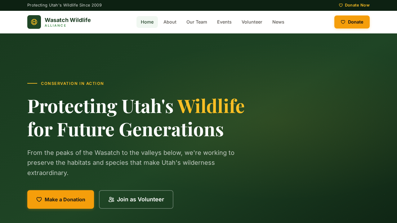 Wasatch Wildlife Alliance screenshot